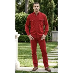 Vintage Trail’s End Western Lightweight Corduroy Shirt Red Mens Size Large